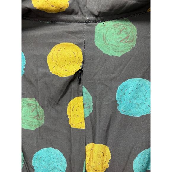 Zapaka 50s Style Dress, Fit and Flare, Gray, Blue and Green Polka Dots, Size L - Picture 7 of 9